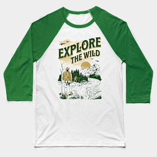Explore the Wild Bigfoot Hunting Distress Baseball T-Shirt